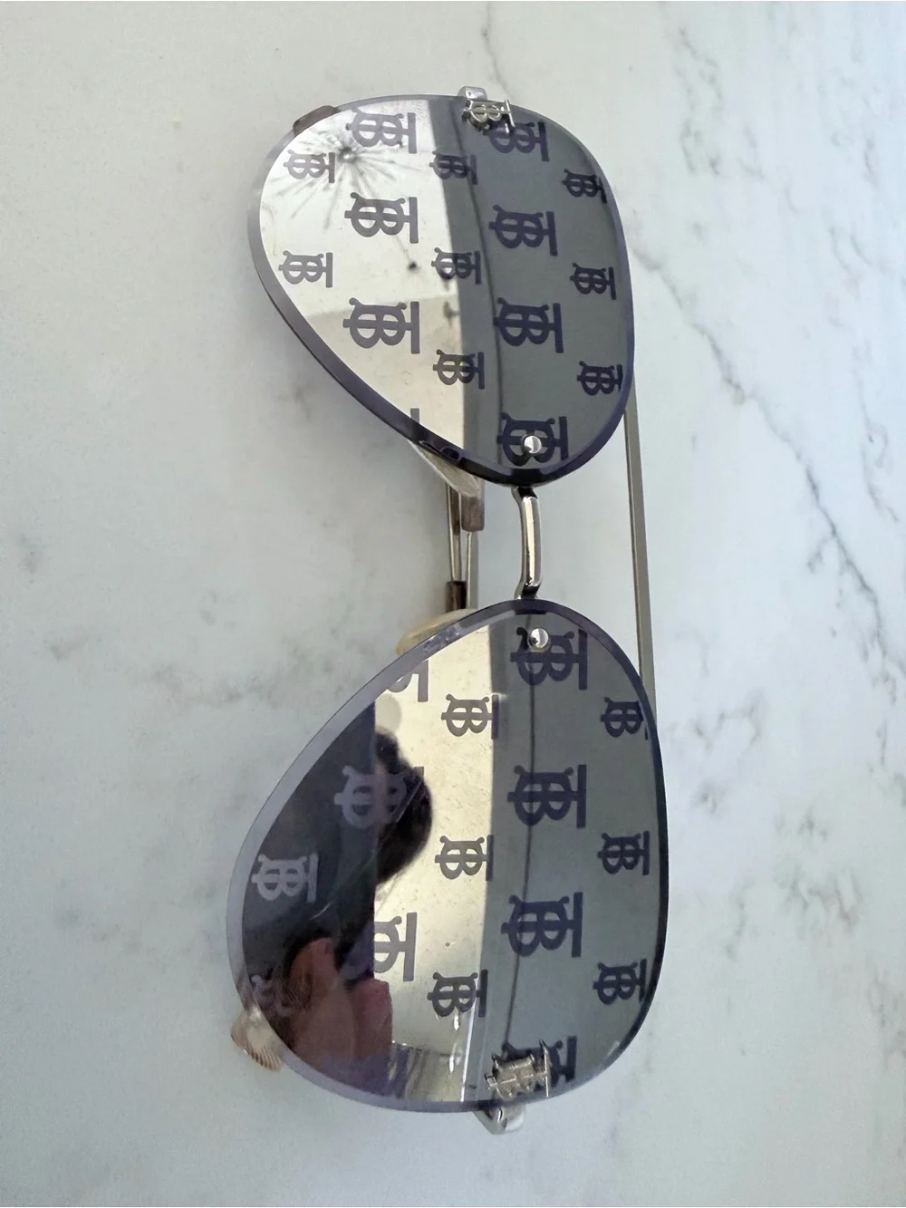 Burberry Silver Logo Aviator Sunglasses